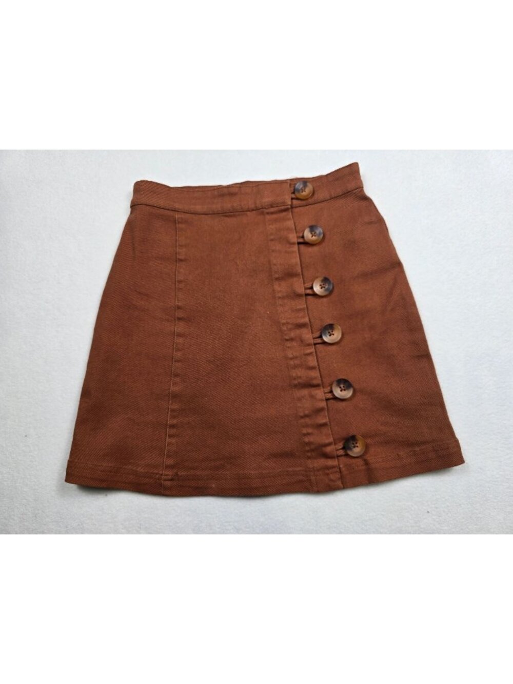 Harper Heritage Womens Small Brown Button-Front Mini Skirt Academia